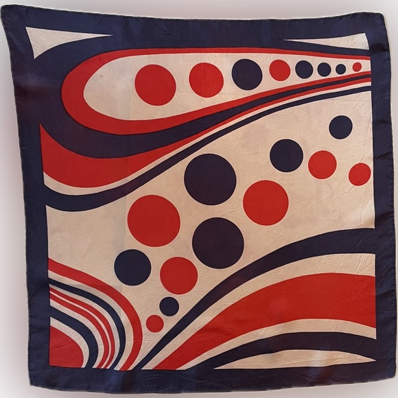 Vintage Set of Blue, Red, and White Scarves - Picture 2 of 11